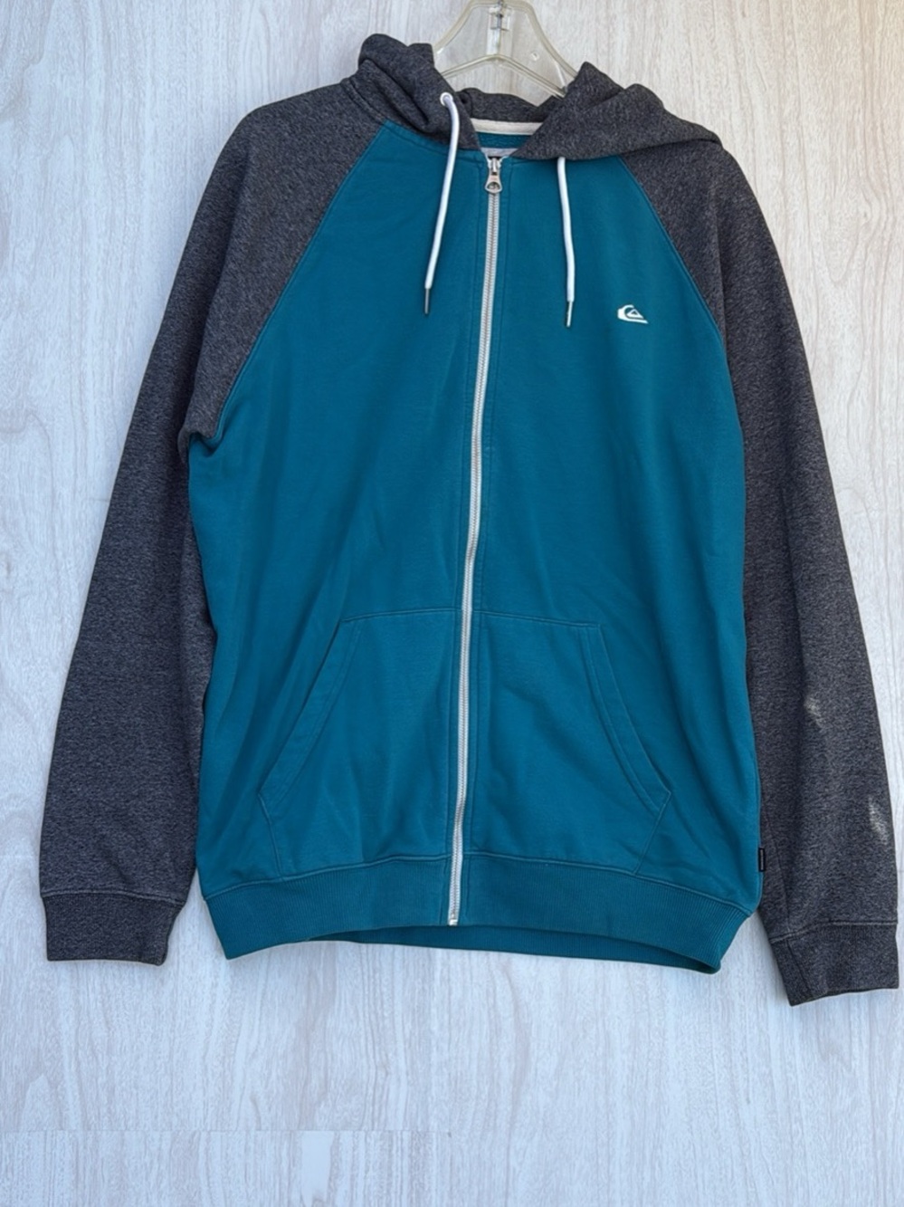 Quiksilver Teal and Dark Gray Full-Zip Hoodie